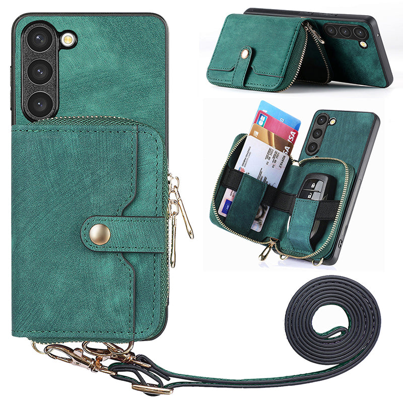 For Samsung Galaxy S23 Zipper Wallet Kickstand Phone Case PU Leather PC TPU Cover with Lanyard For Samsung Galaxy S23 Zipper Wallet Kickstand Phone Case PU Leather PC TPU Cover with Lanyard